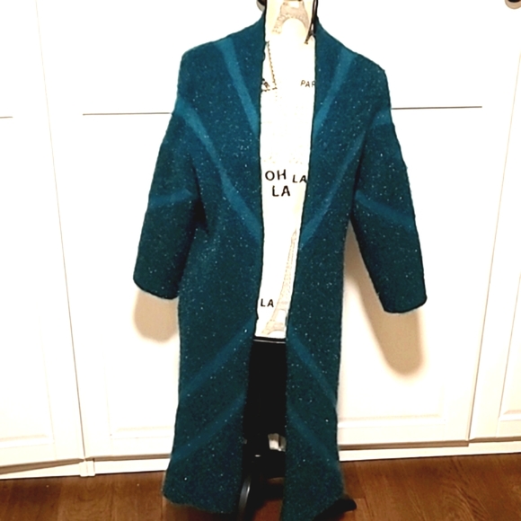 Steve Madden Long Teal Blue Caridigan - Picture 2 of 6